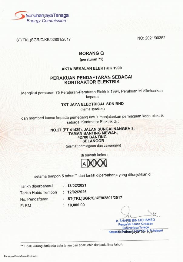 Documents - TKT JAYA ELECTRICAL